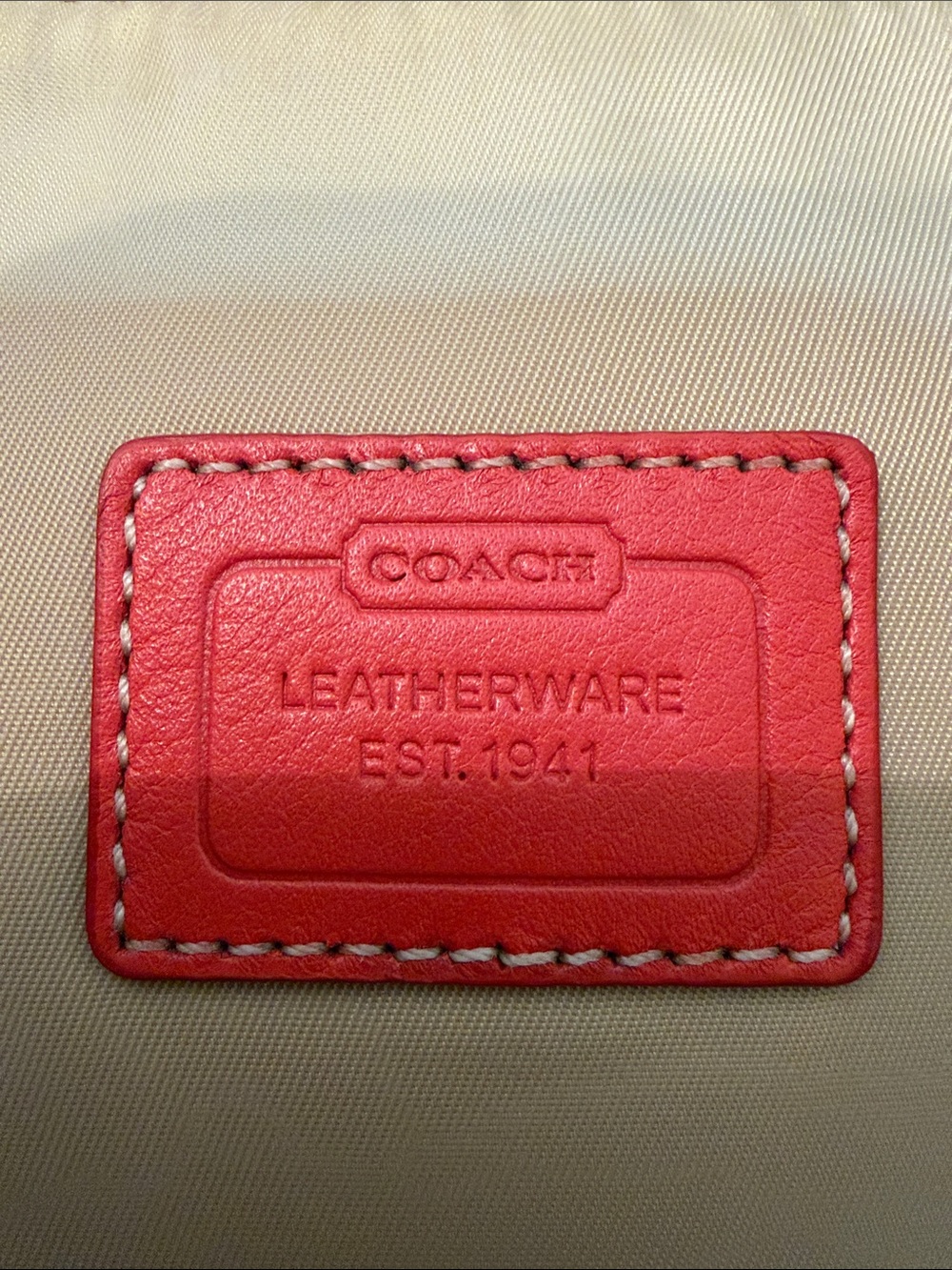 Coach Beige Cosmetic Pouch with Red Accent - Picture 2 of 11